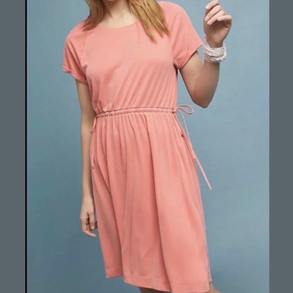 Anthropologie Waisted Cupro Dress Small